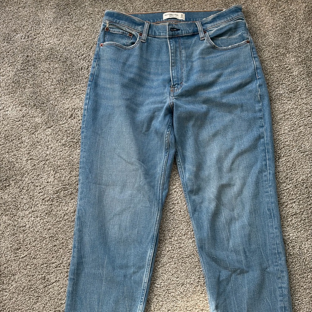 Abercrombie & Fitch High-Rise Mom Jeans in Light Blue